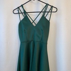 Strappy Back Green High-Low Dress